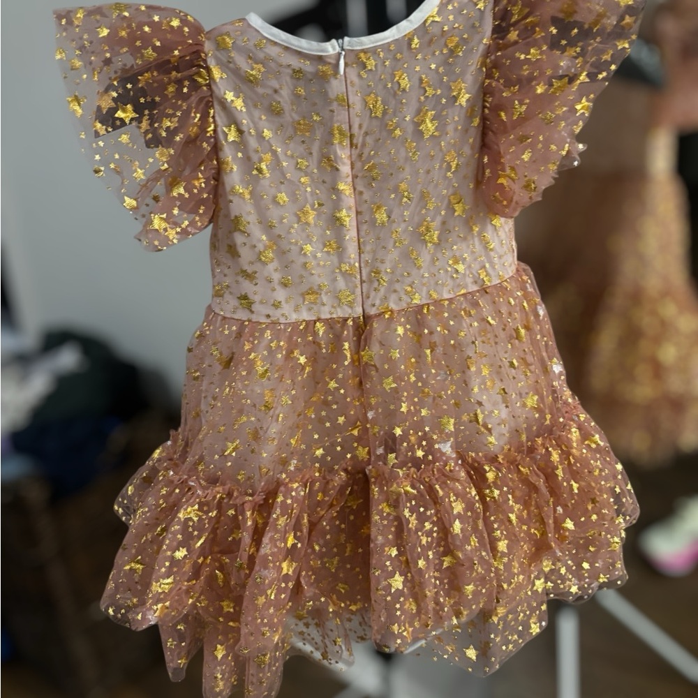 Lola + The Boys Goldie Star Tulle Dress Pink Gold Stars Size 6 - Picture 8 of 8
